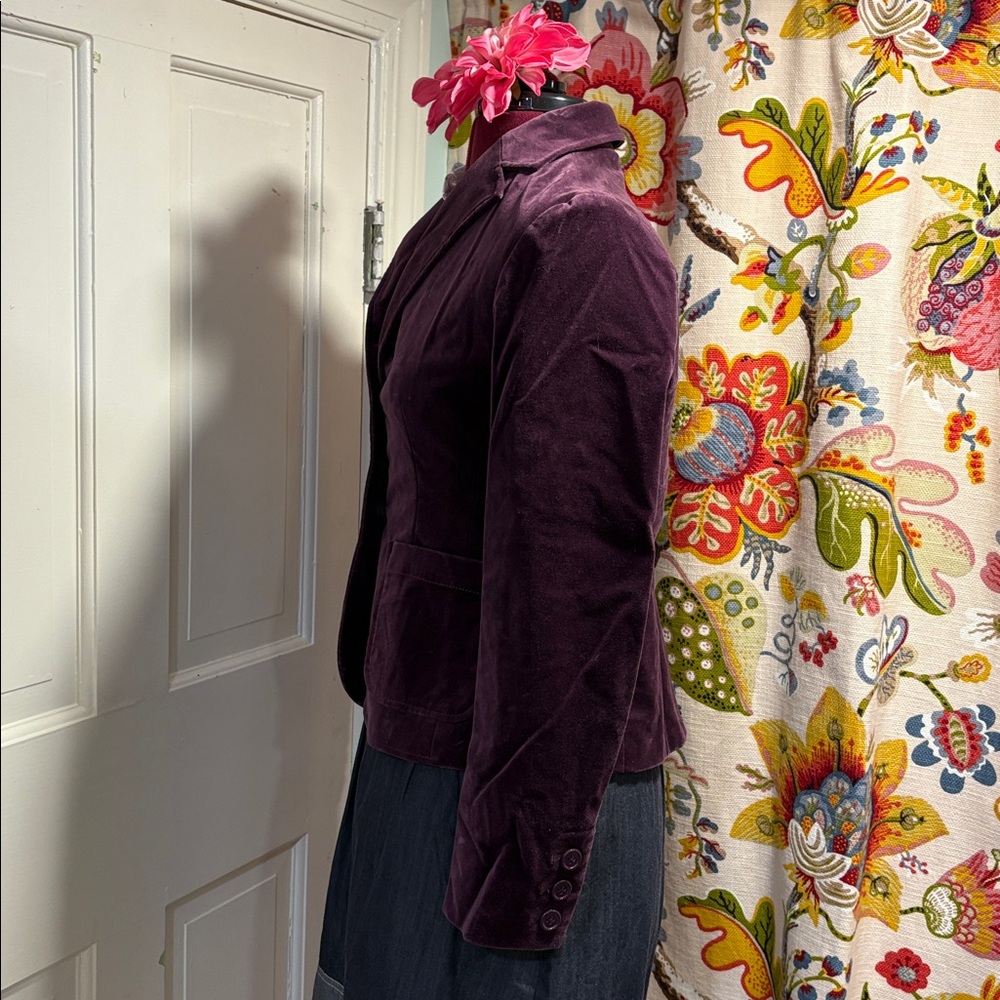 GAP Women's Deep Purple Velvet Blazer - Picture 4 of 5